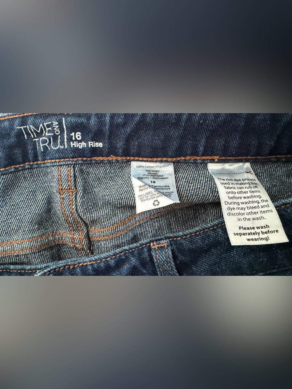 Time and Tru Dark Indigo Distressed Jean Shorts - Picture 8 of 8